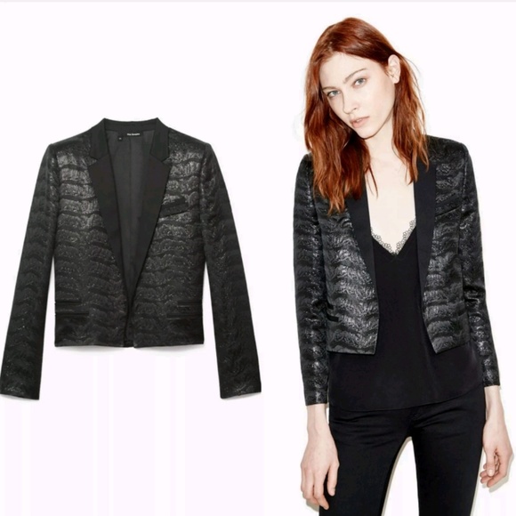 THE KOOPLES Puma Jacquard Blazer Jacket Black/Metallic Puma Print - Picture 2 of 8